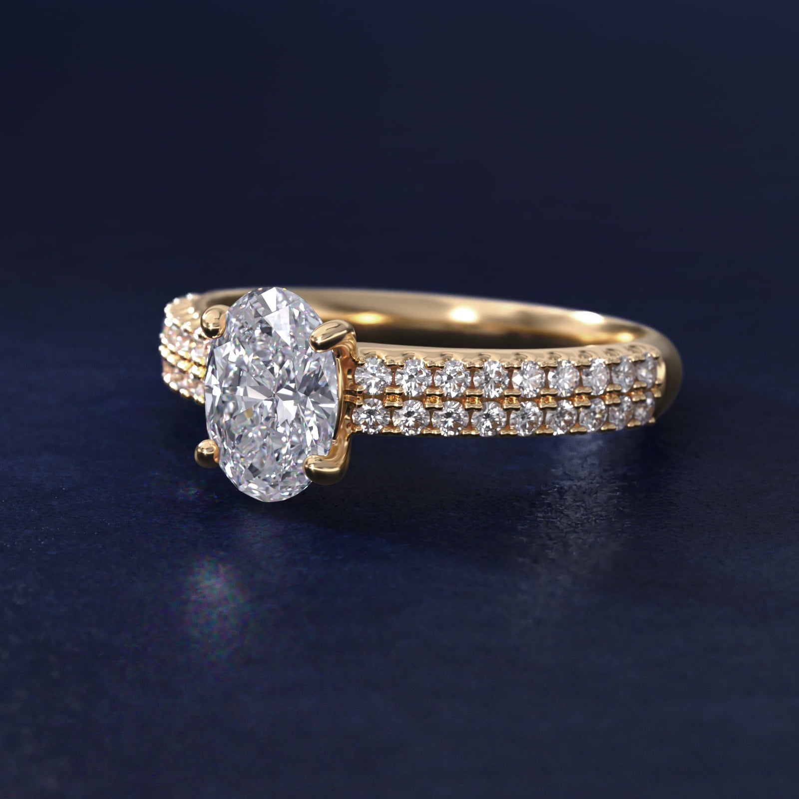 Two Row U PavŽ Diamond Engagement Ring In 14K Yellow Gold By James Allen - Oval Center