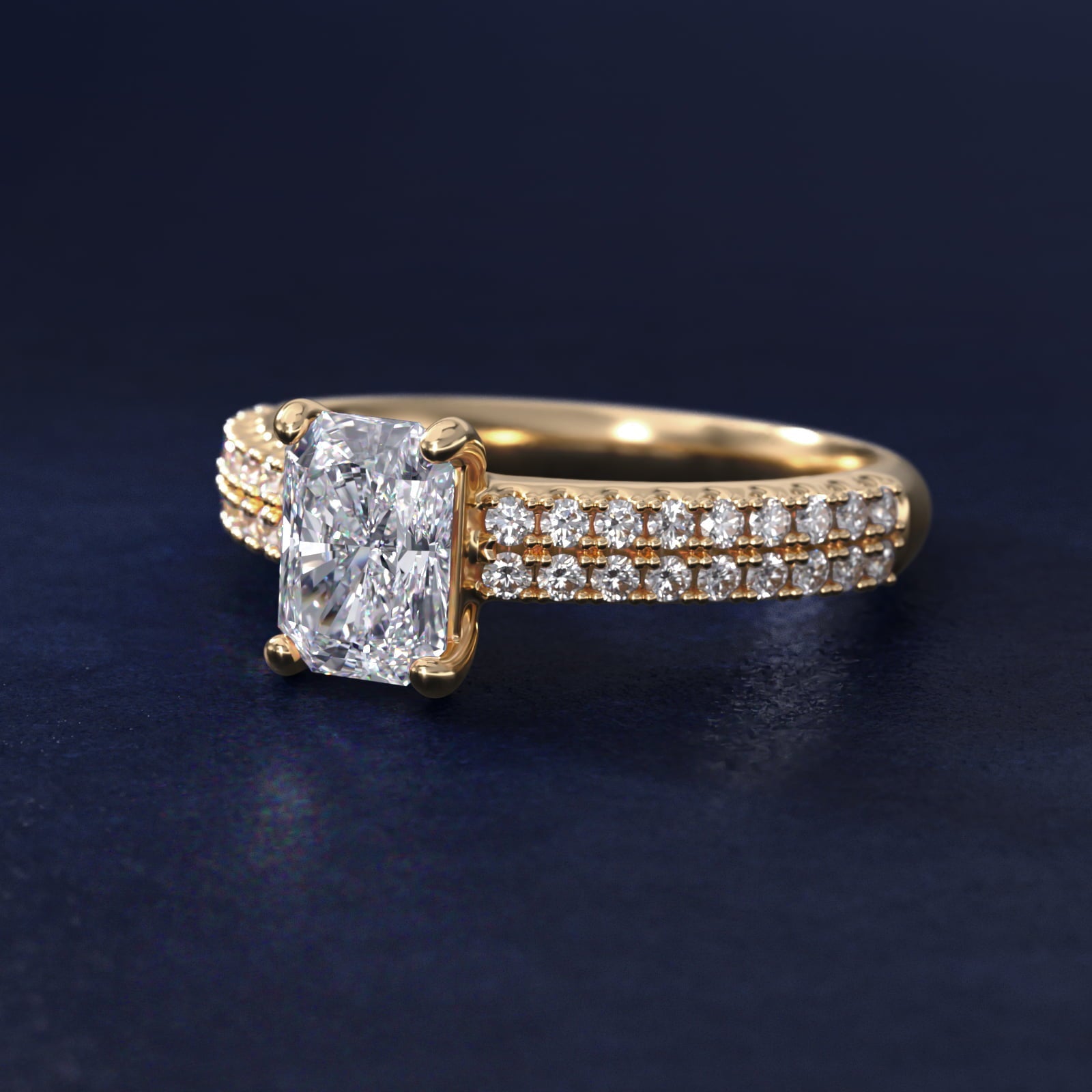 Two Row U Pav? Diamond Engagement Ring In 18k Yellow Gold By James Allen - Radiant Center