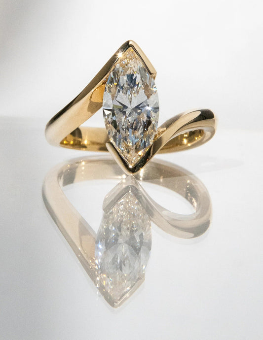 VERTICAL 2ct Marquise Rapture Ring — Half Bezel Setting