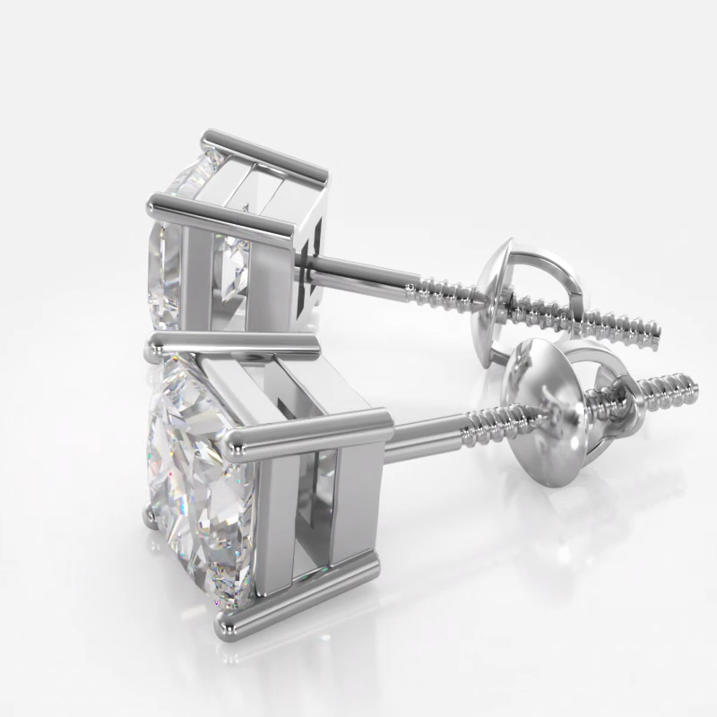 Princess Cut Diamond Stud Earrings - 1/2 - 14K Yellow Gold