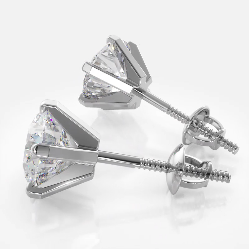 Classic Six Prong Diamond Stud Earrings - 1/2 - 14K Yellow Gold