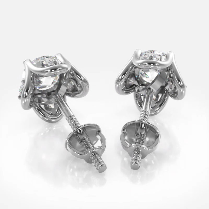 Tulip Diamond Studs Earrings - 14K Rose Gold
