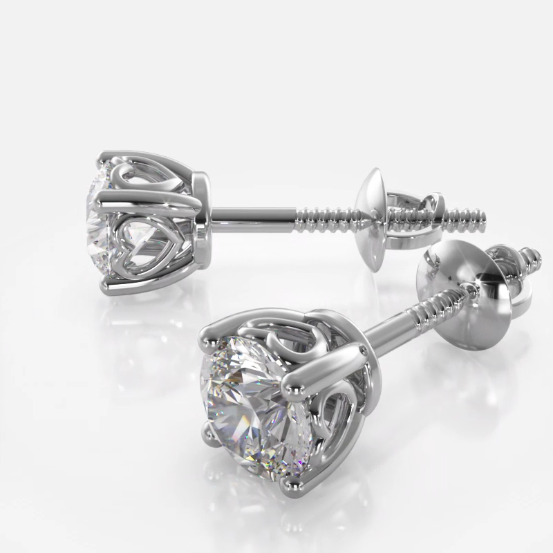 Dearest Sweetheart Diamond Stud Earrings - 1/2 - 14K Yellow Gold