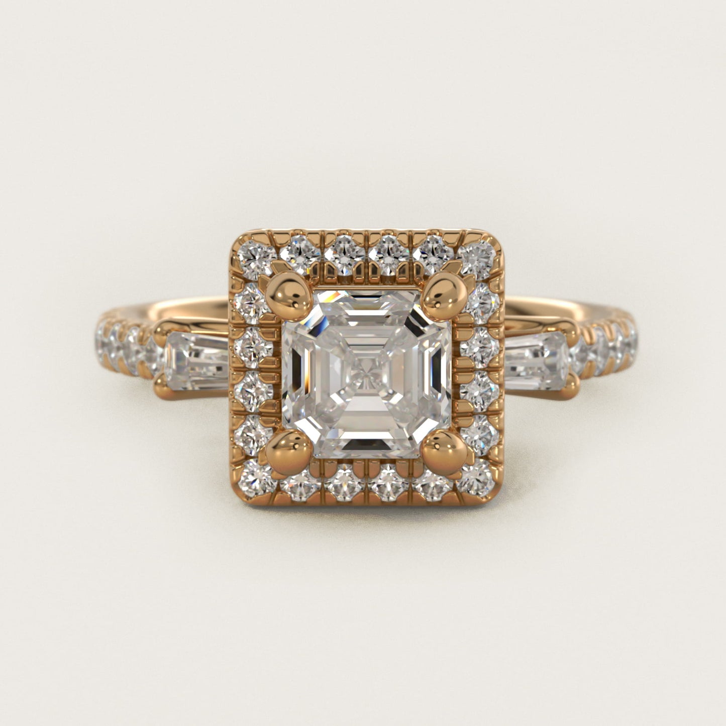 Vintage Baguette Halo Diamond Engagement Ring in 14K Yellow Gold (1/2 ct. tw.) By Zac Zac Posen - Asscher Center