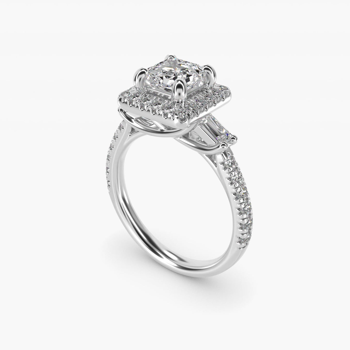 Vintage Baguette Halo Diamond Engagement Ring in Platinum (1/2 ct. tw.) By Zac Zac Posen - Asscher Center
