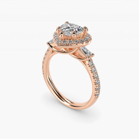 Vintage Baguette Halo Diamond Engagement Ring in 14k Rose Gold (1/2 ct. tw.) By Zac Zac Posen - Heart Center