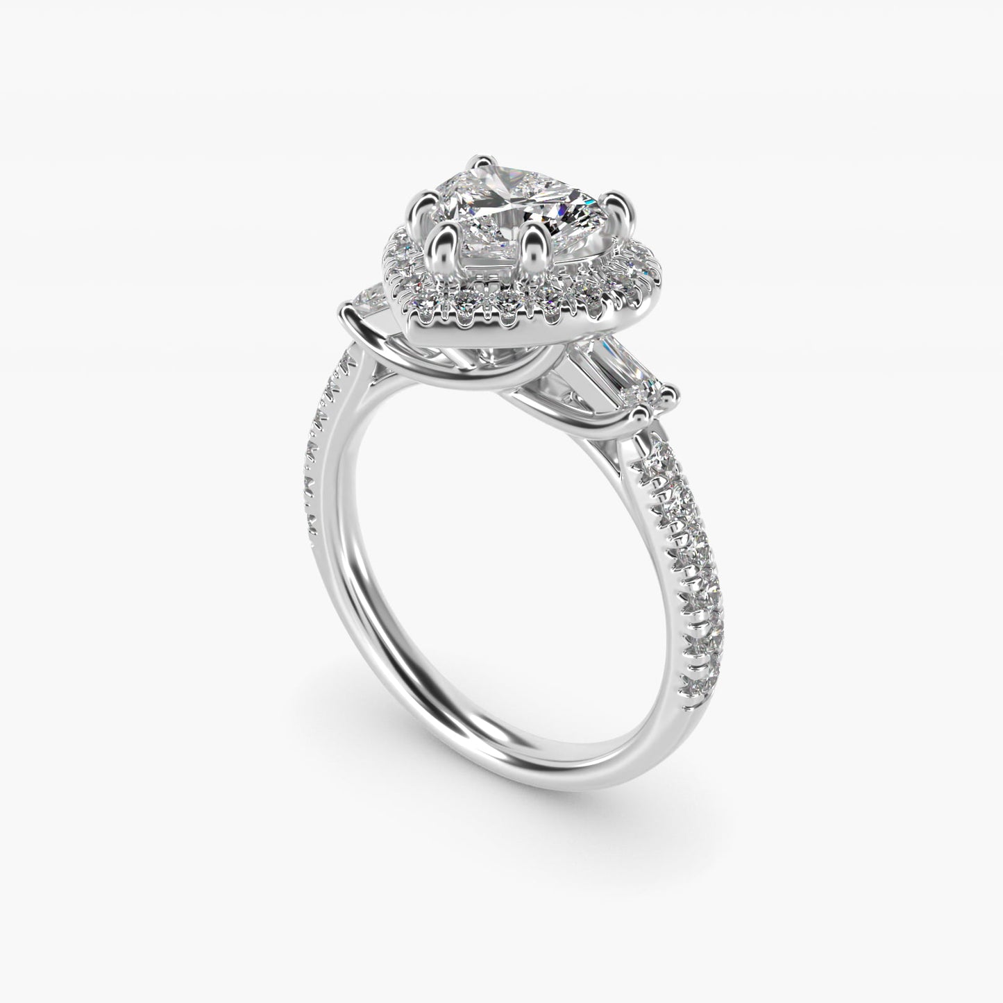 Vintage Baguette Halo Diamond Engagement Ring in 14k White Gold (1/2 ct. tw.) By Zac Zac Posen - Heart Center