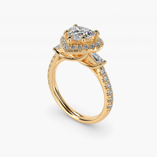 Vintage Baguette Halo Diamond Engagement Ring in 14K Yellow Gold (1/2 ct. tw.) By Zac Zac Posen - Heart Center