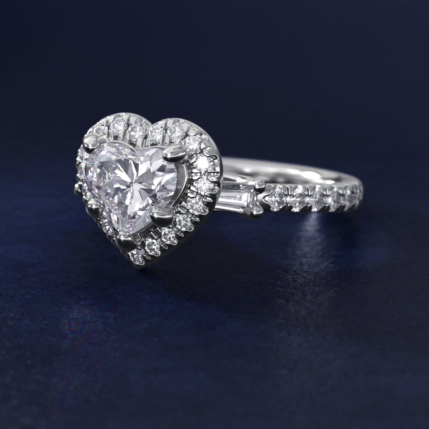 Vintage Baguette Halo Diamond Engagement Ring in Platinum (1/2 ct. tw.) By Zac Zac Posen - Heart Center