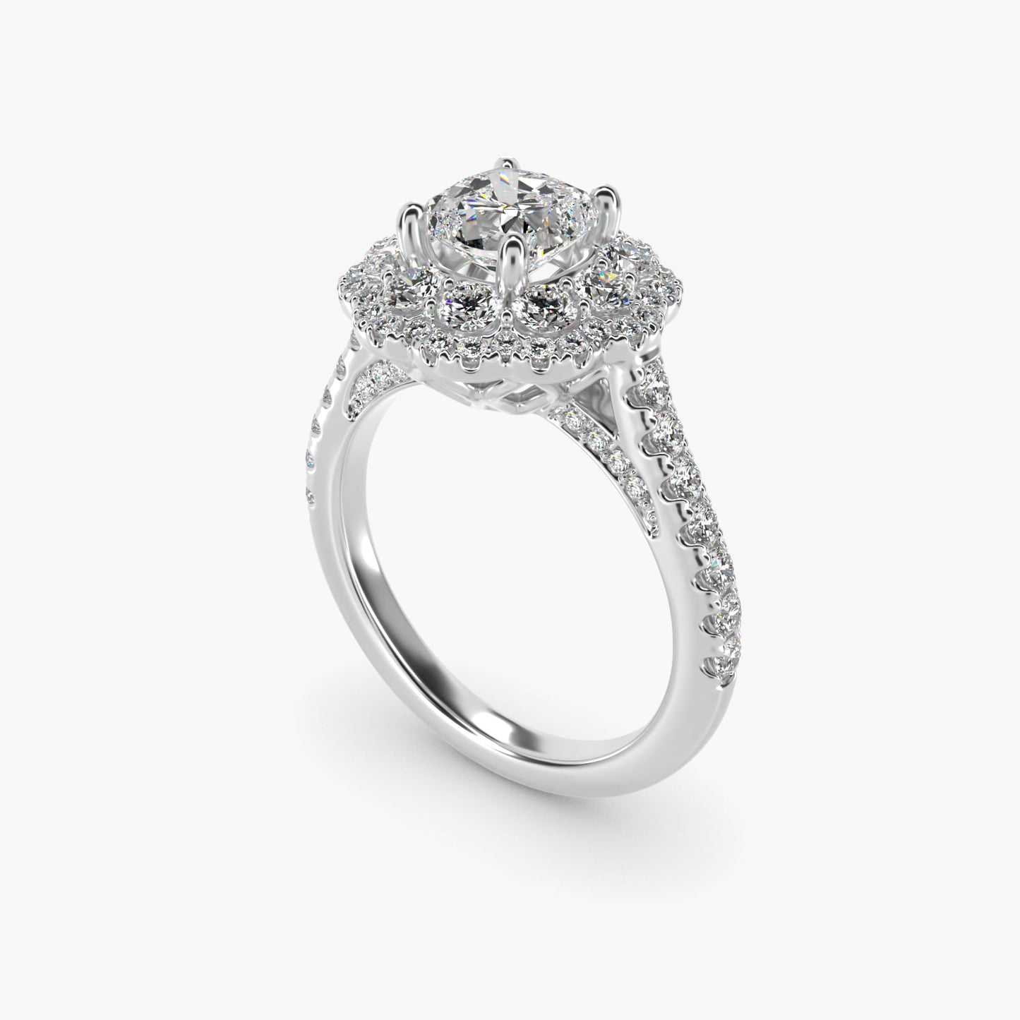 Vintage Diamond Halo Engagement Ring in Platinum (5/8 ct. tw.) - Cushion Center