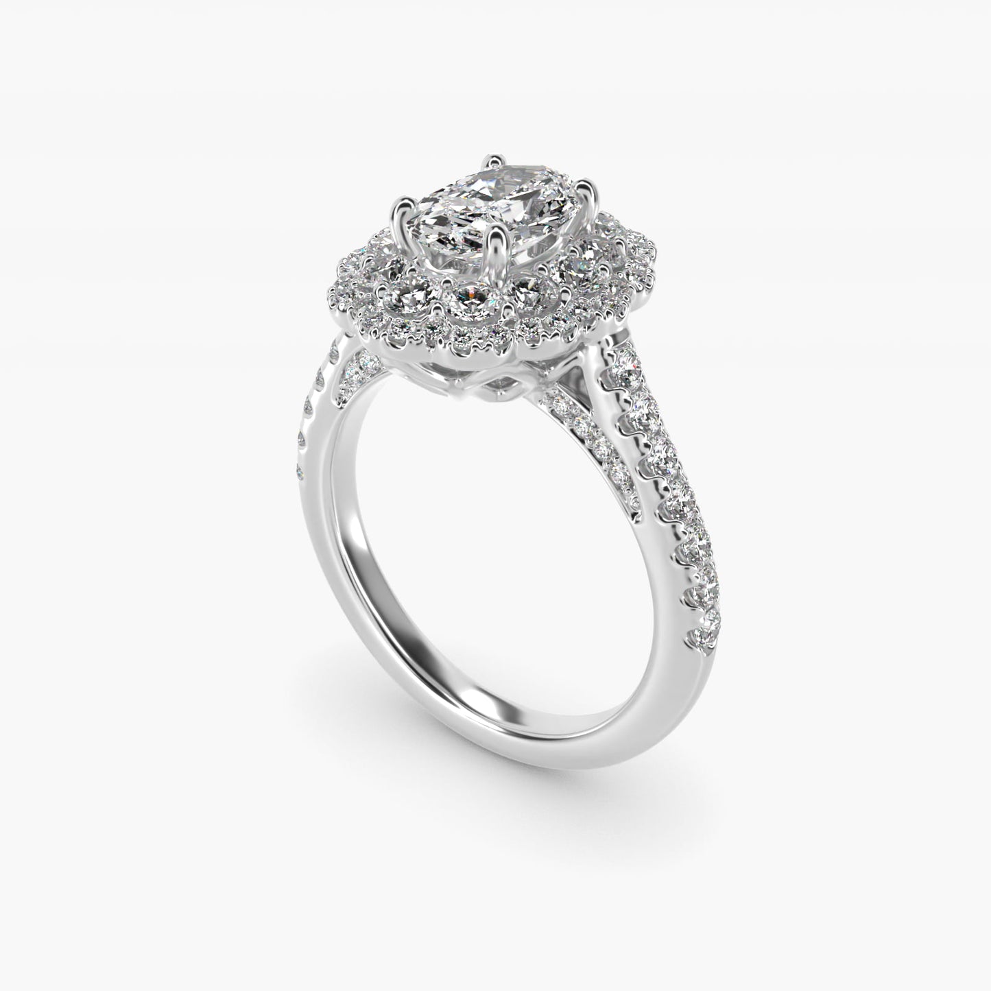 Vintage Diamond Halo Engagement Ring in Platinum (5/8 ct. tw.) - Oval Center