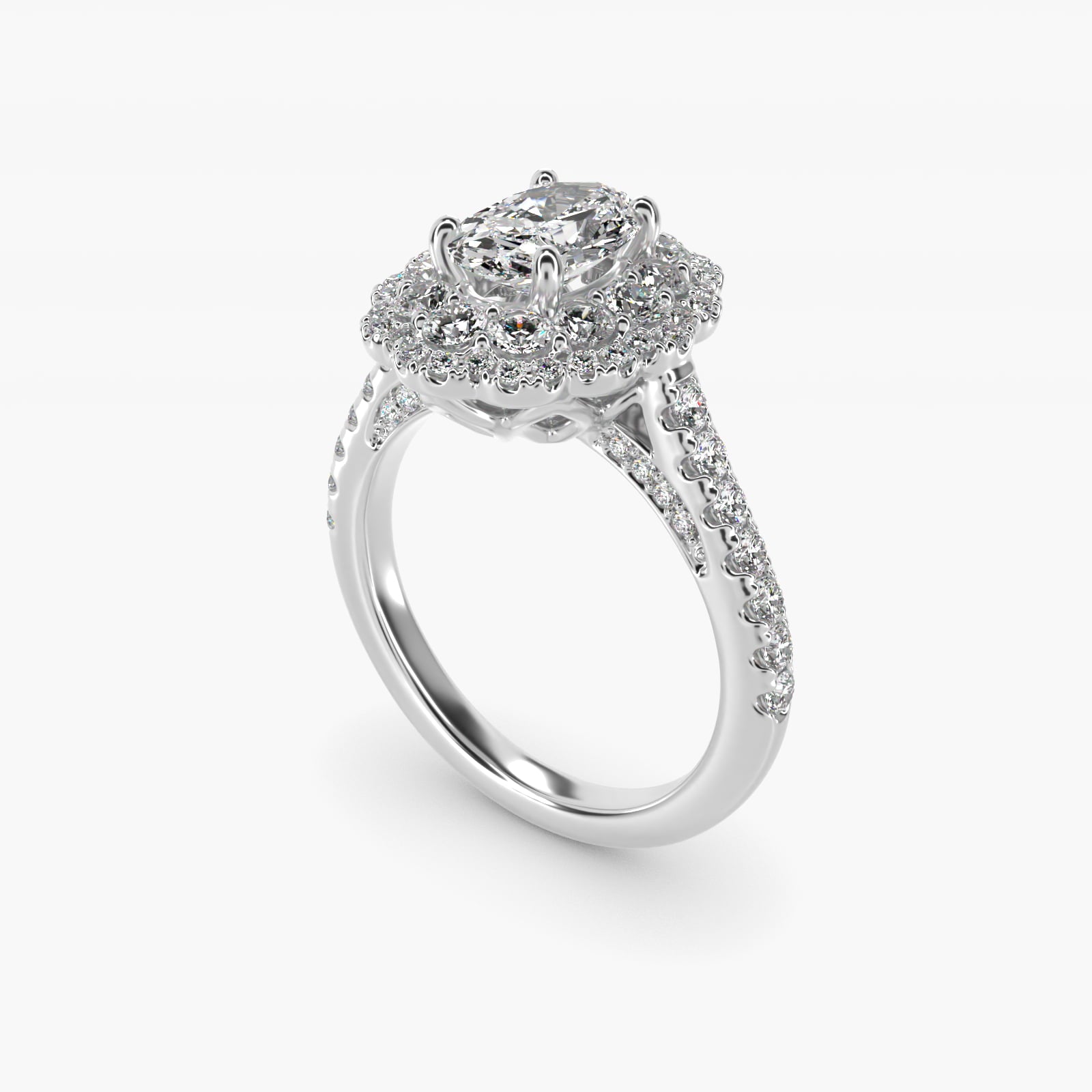 Vintage Diamond Halo Engagement Ring in Platinum (5/8 ct. tw.) - Oval Center