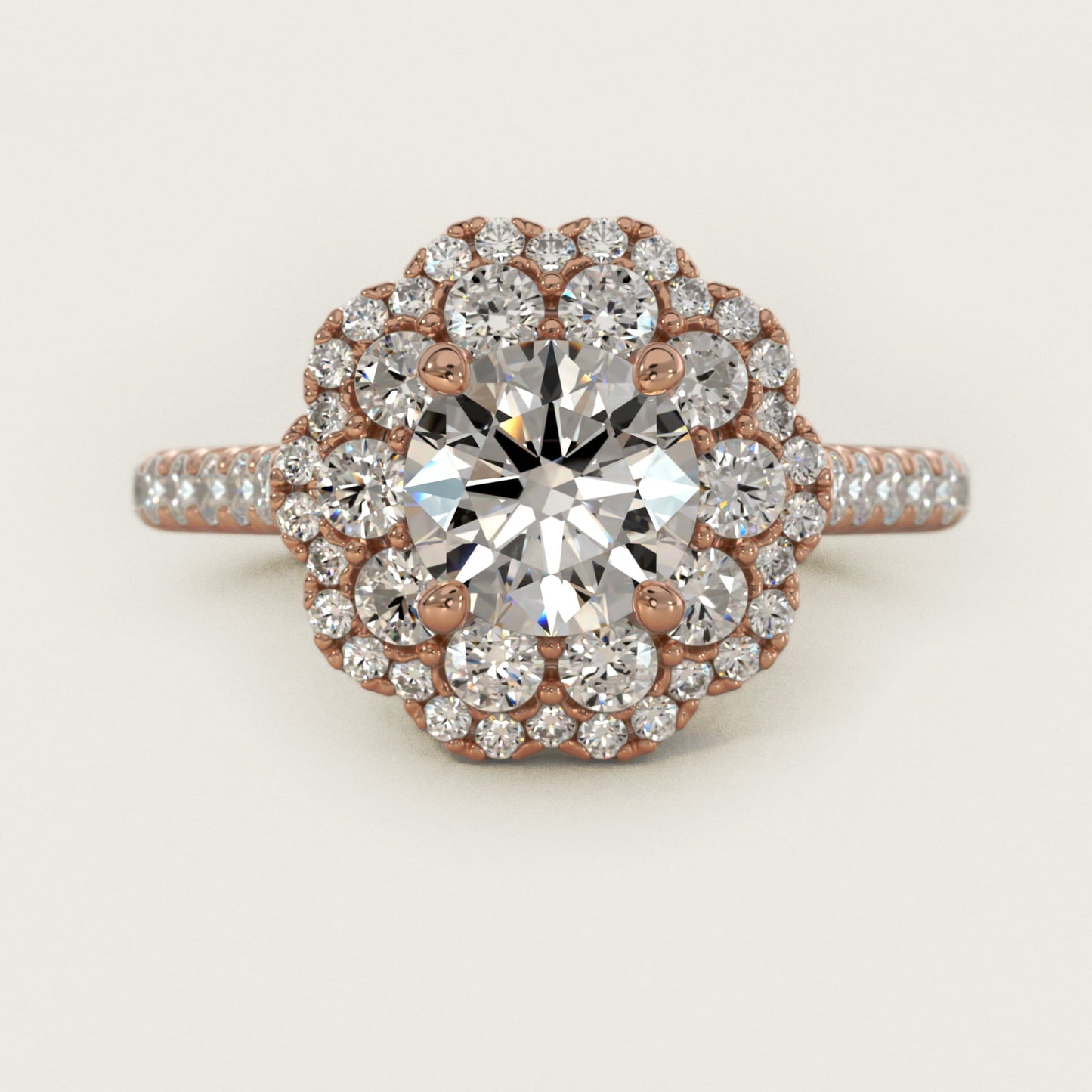 Vintage Diamond Halo Engagement Ring in 14k Rose Gold (5/8 ct. tw.) - Round Center