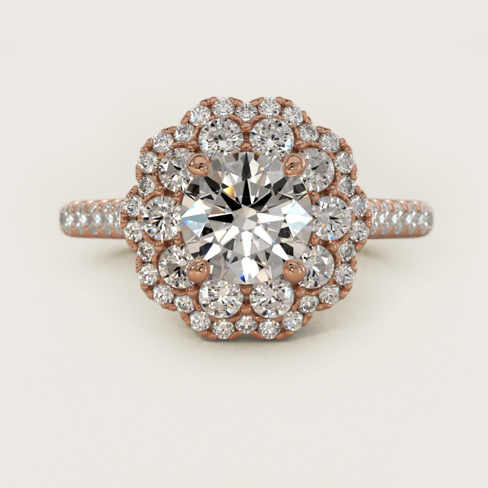 Vintage Diamond Halo Engagement Ring in 14k Rose Gold (5/8 ct. tw.) - Round Center