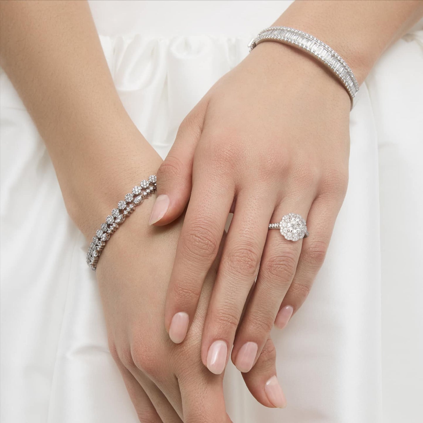 Vintage Diamond Halo Engagement Ring in 14k White Gold (5/8 ct. tw.) - Round Center