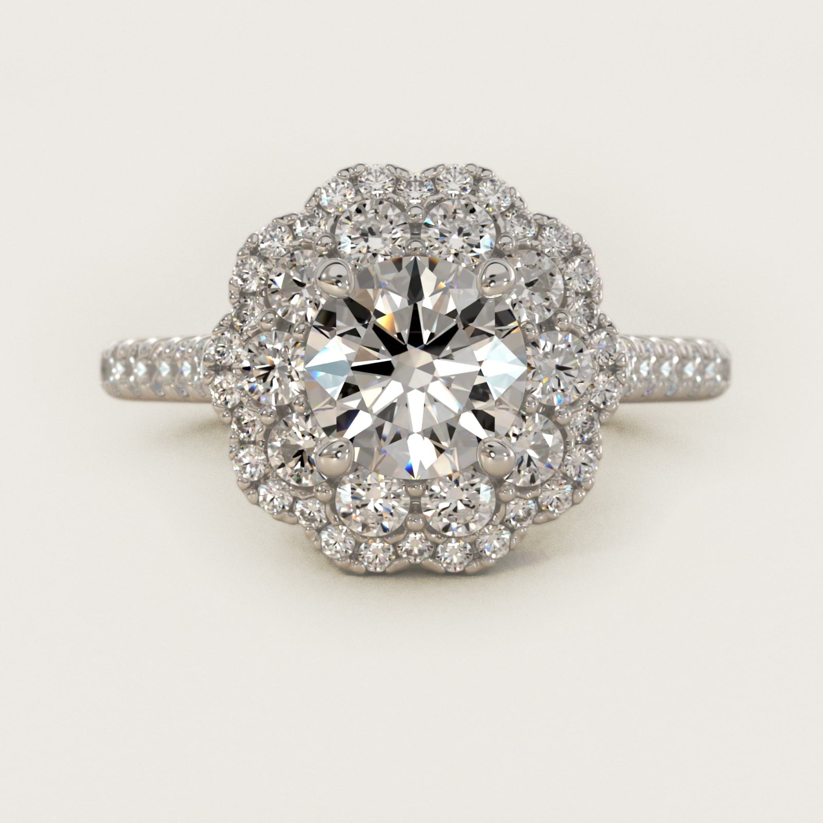 Vintage Diamond Halo Engagement Ring in Platinum (5/8 ct. tw.) - Round Center