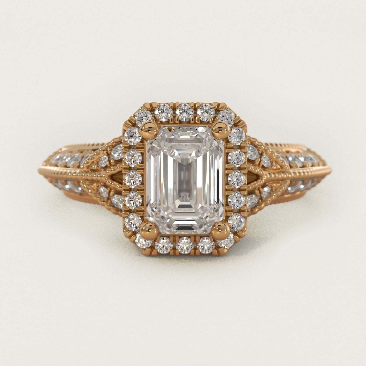Vintage Inspired Halo Diamond Engagement Ring in 14K Yellow Gold By Zac Zac Posen - Emerald Center