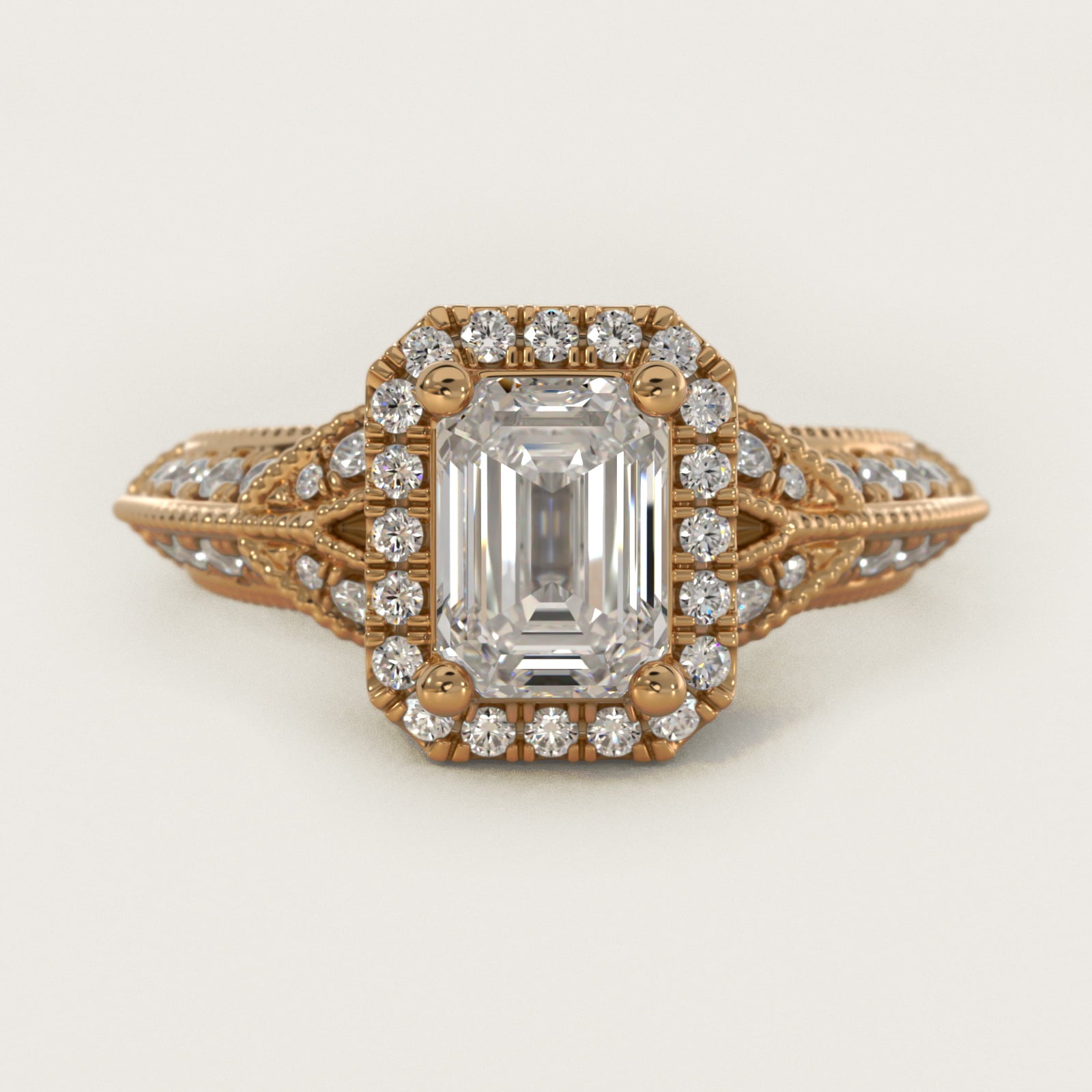 Vintage Inspired Halo Diamond Engagement Ring in 18k Yellow Gold By Zac Zac Posen - Emerald Center