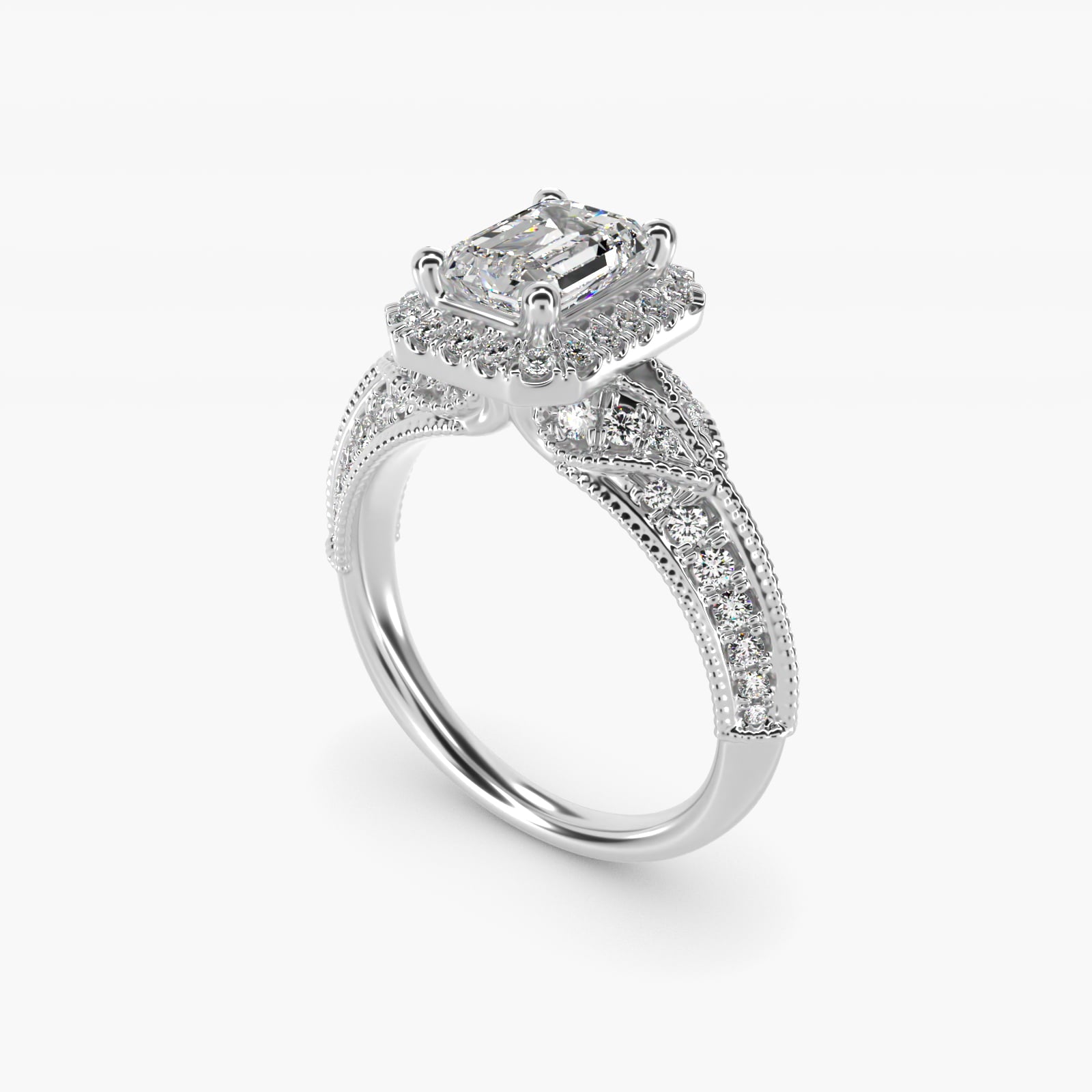 Vintage Inspired Halo Diamond Engagement Ring in Platinum By Zac Zac Posen - Emerald Center