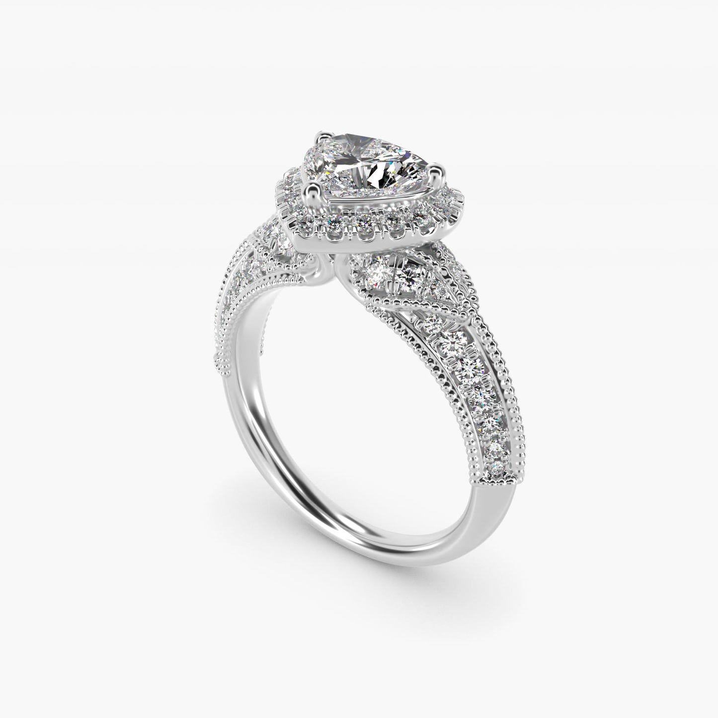 Vintage Inspired Halo Diamond Engagement Ring in Platinum By Zac Zac Posen - Heart Center