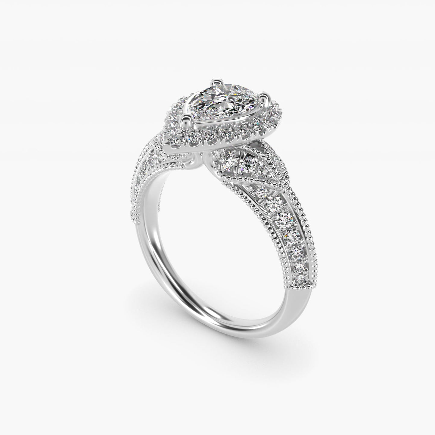 Vintage Inspired Halo Diamond Engagement Ring in Platinum By Zac Zac Posen - Pear Center