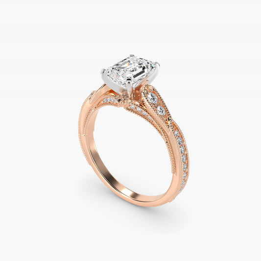 Vintage Milgrain Scalloped Diamond Engagement Ring in 18k Rose Gold (1/3 ct. tw.) By Zac Zac Posen - Emerald Center