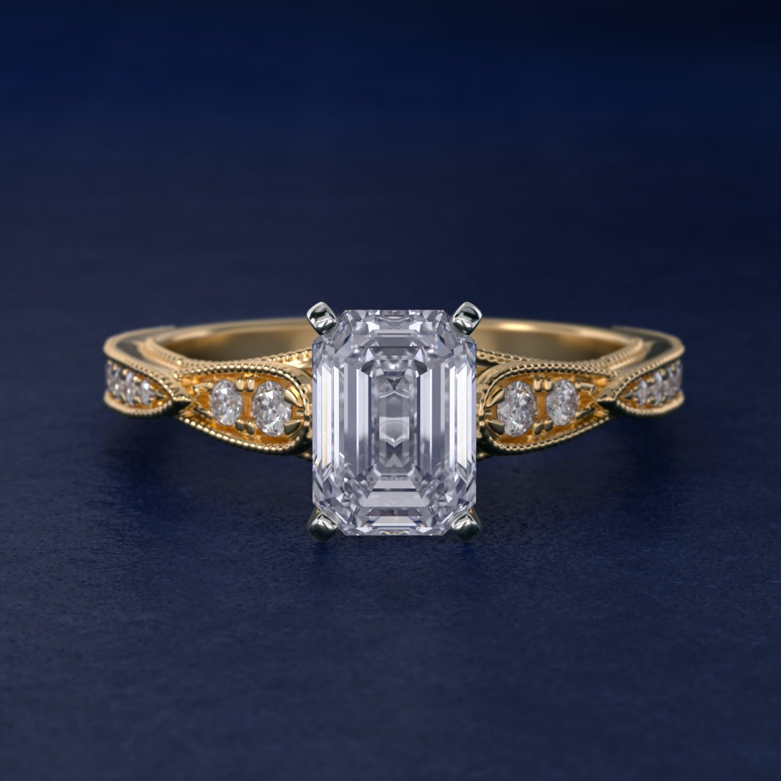 Vintage Milgrain Scalloped Diamond Engagement Ring in 14k Yellow Gold (1/3 ct. tw.) By Zac Zac Posen - Emerald Center