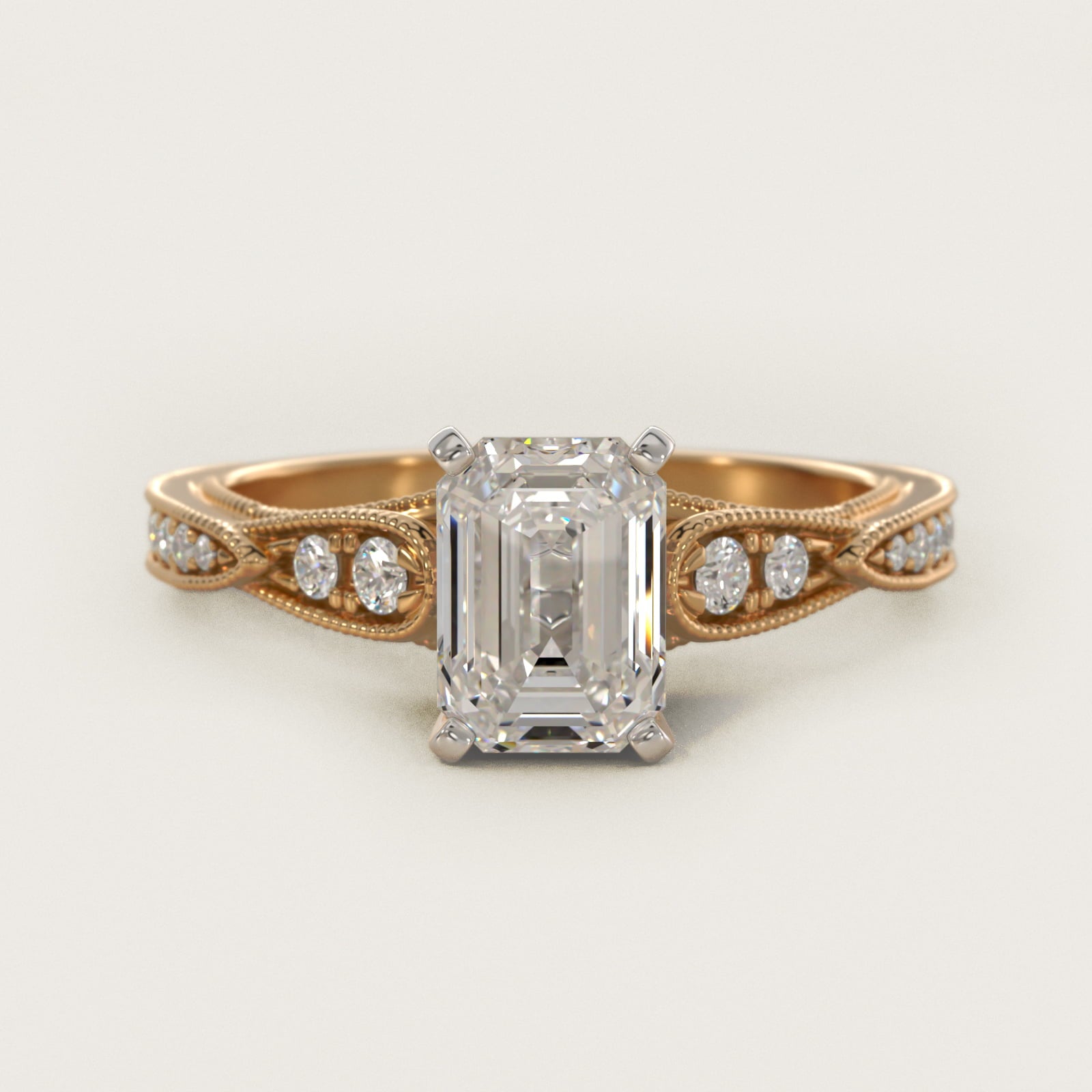 Vintage Milgrain Scalloped Diamond Engagement Ring in 14k Yellow Gold (1/3 ct. tw.) By Zac Zac Posen - Emerald Center