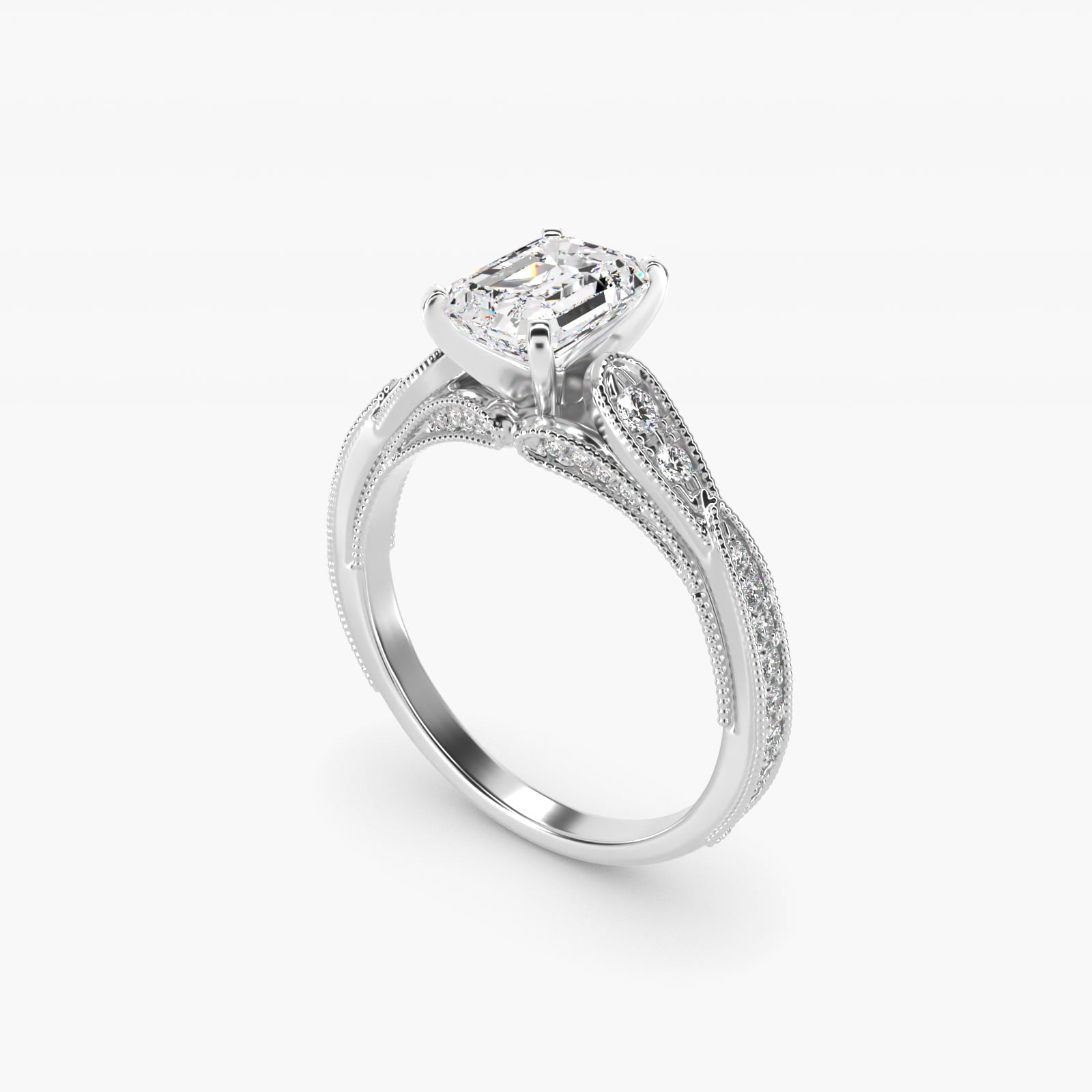 Vintage Milgrain Scalloped Diamond Engagement Ring in Platinum (1/3 ct. tw.) By Zac Zac Posen - Emerald Center