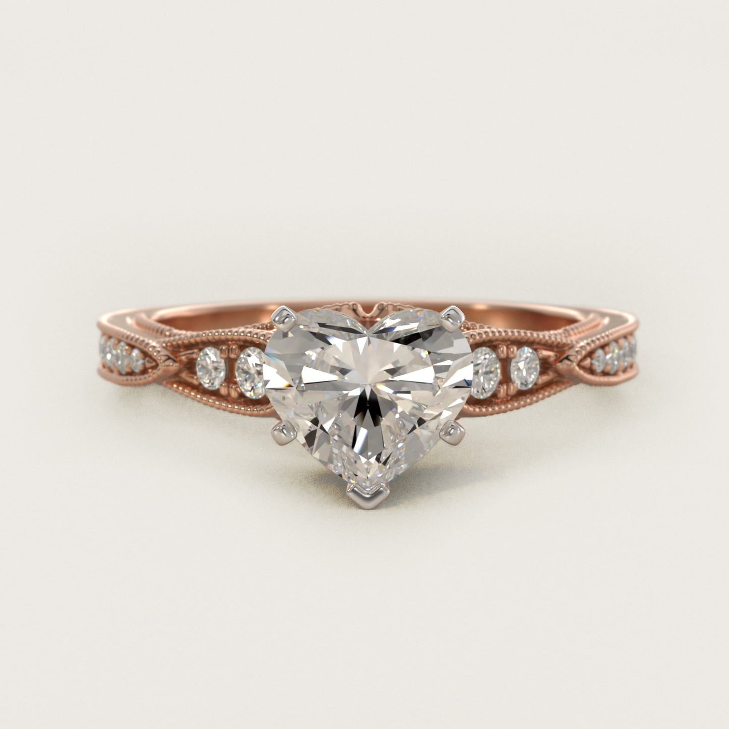 Vintage Milgrain Scalloped Diamond Engagement Ring in 14k Rose Gold (1/3 ct. tw.) By Zac Zac Posen - Heart Center