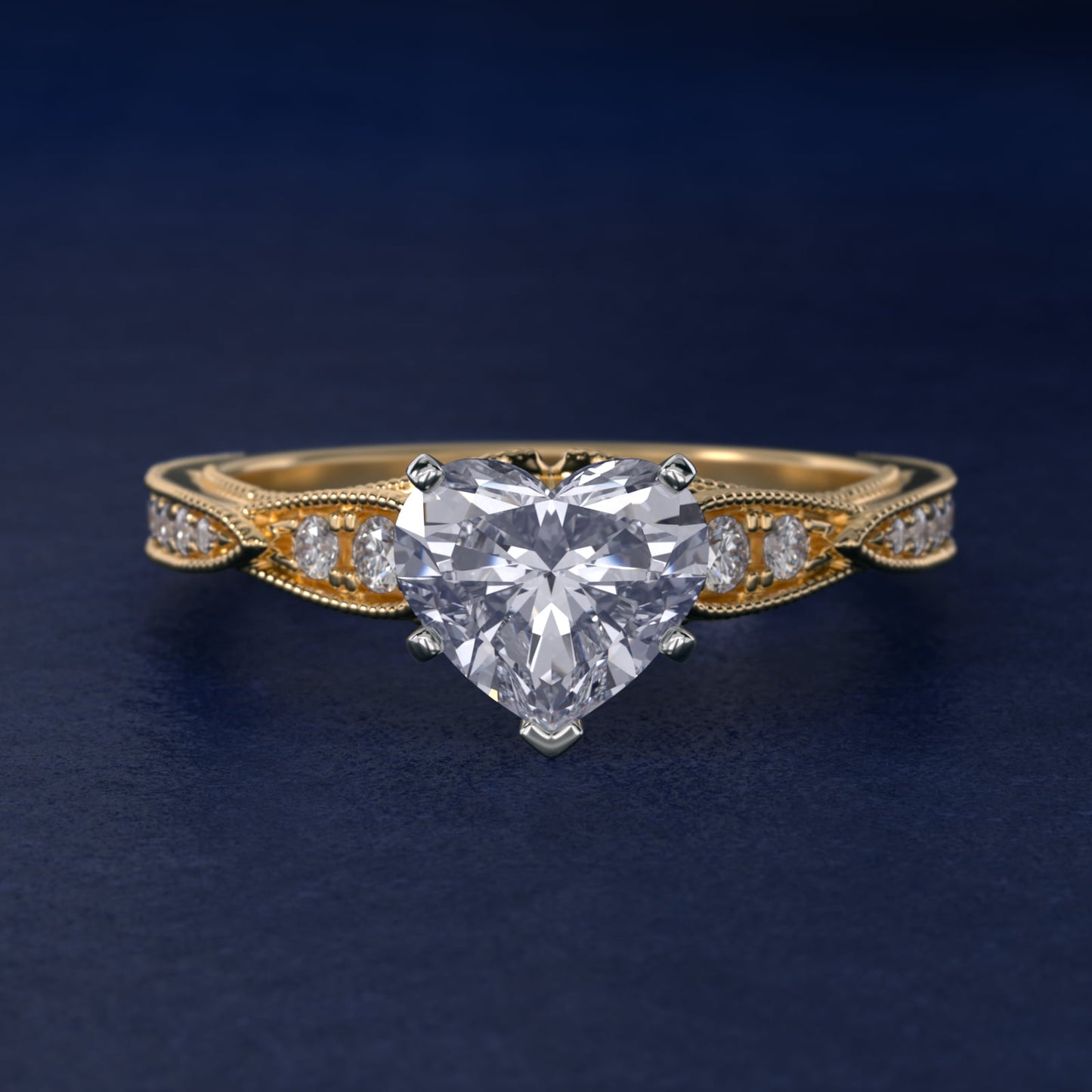 Vintage Milgrain Scalloped Diamond Engagement Ring in 18k Yellow Gold (1/3 ct. tw.) By Zac Zac Posen - Heart Center