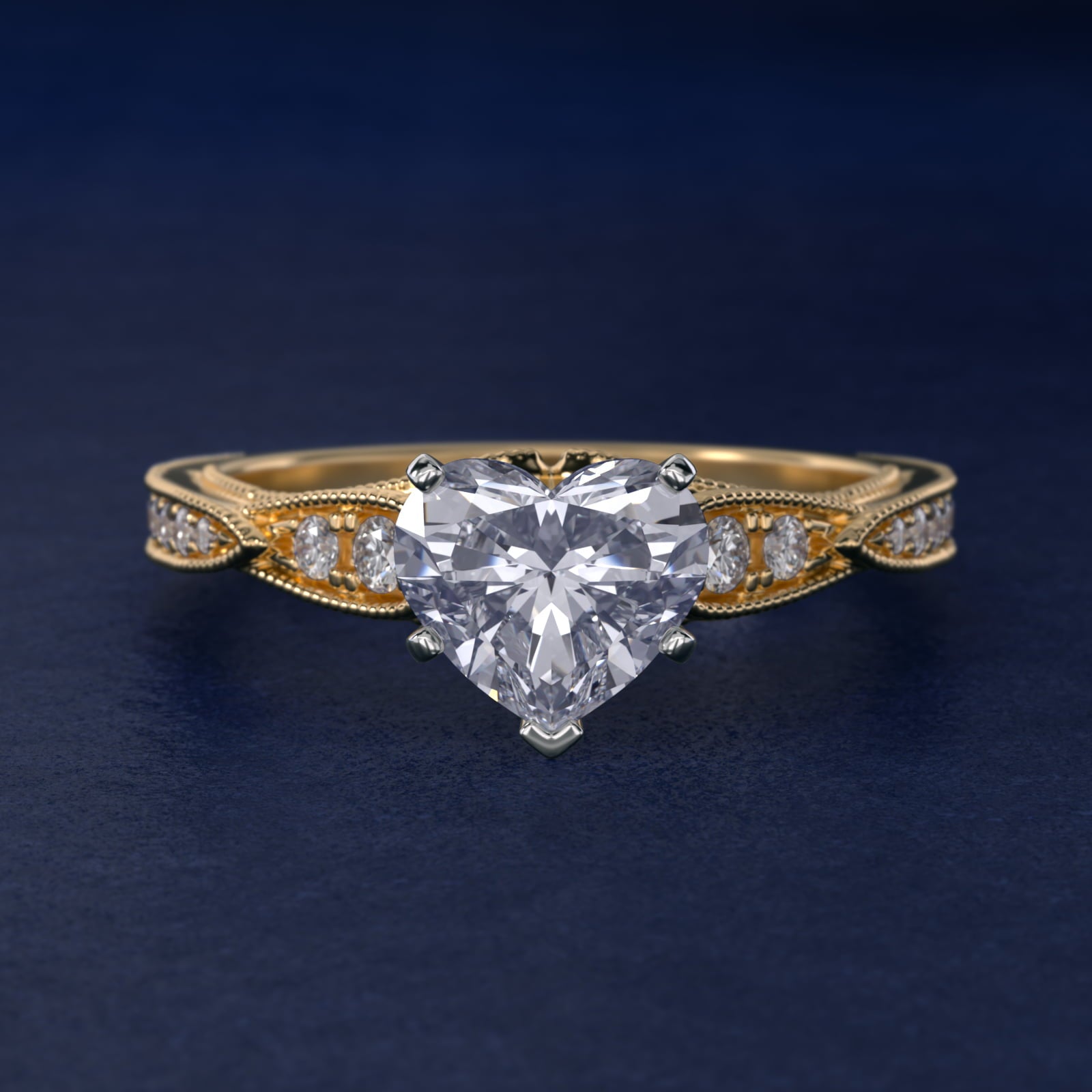 Vintage Milgrain Scalloped Diamond Engagement Ring in 18k Yellow Gold (1/3 ct. tw.) By Zac Zac Posen - Heart Center