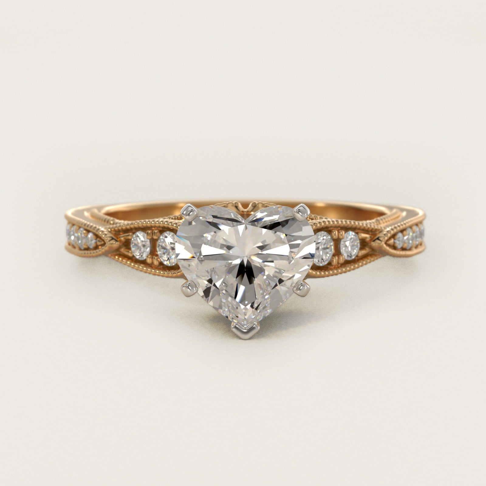 Vintage Milgrain Scalloped Diamond Engagement Ring in 18k Yellow Gold (1/3 ct. tw.) By Zac Zac Posen - Heart Center