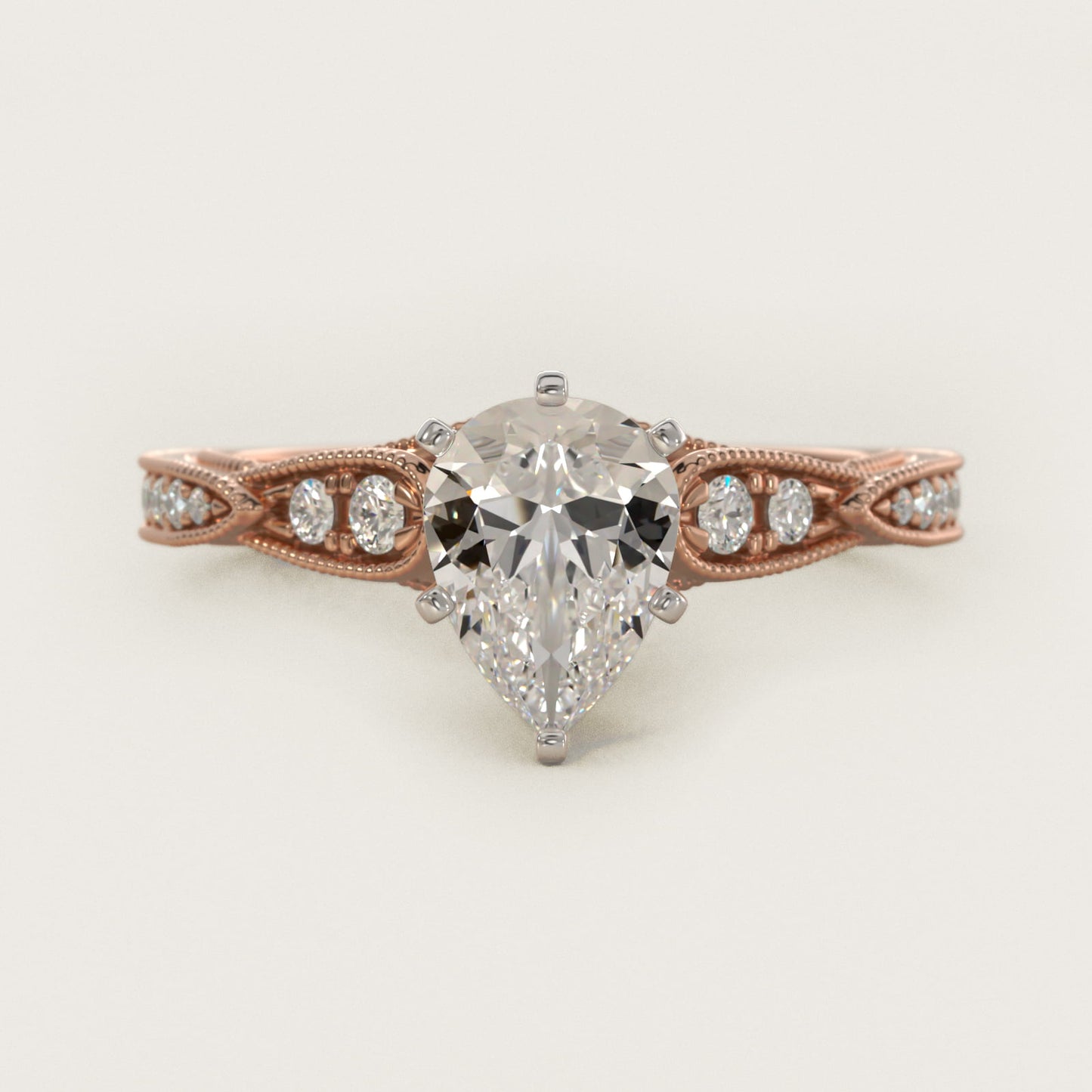 Vintage Milgrain Scalloped Diamond Engagement Ring in 14k Rose Gold (1/3 ct. tw.) By Zac Zac Posen - Pear Center