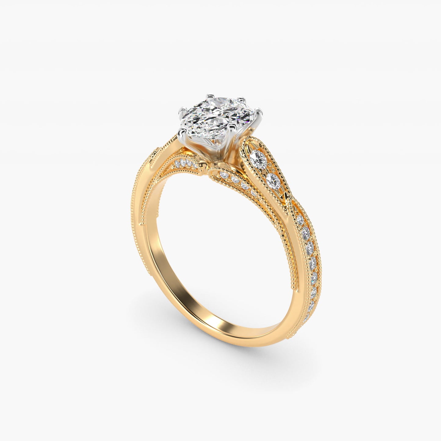 Vintage Milgrain Scalloped Diamond Engagement Ring in 14k Yellow Gold (1/3 ct. tw.) By Zac Zac Posen - Pear Center