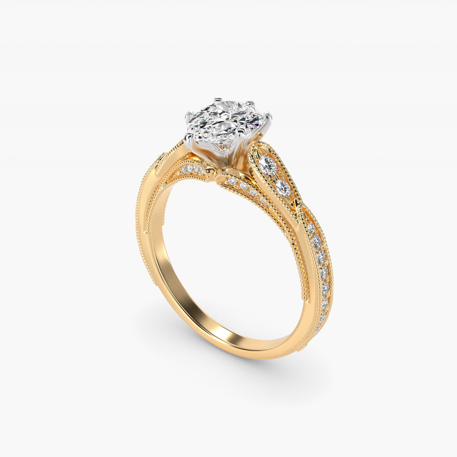Vintage Milgrain Scalloped Diamond Engagement Ring in 14k Yellow Gold (1/3 ct. tw.) By Zac Zac Posen - Pear Center