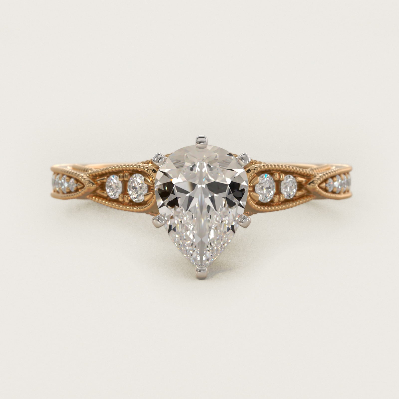 Vintage Milgrain Scalloped Diamond Engagement Ring in 18k Yellow Gold (1/3 ct. tw.) By Zac Zac Posen - Pear Center