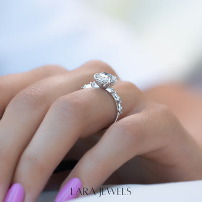 1.0-3.0 CT Cushion Lab Grown Diamond Dainty Engagement Ring