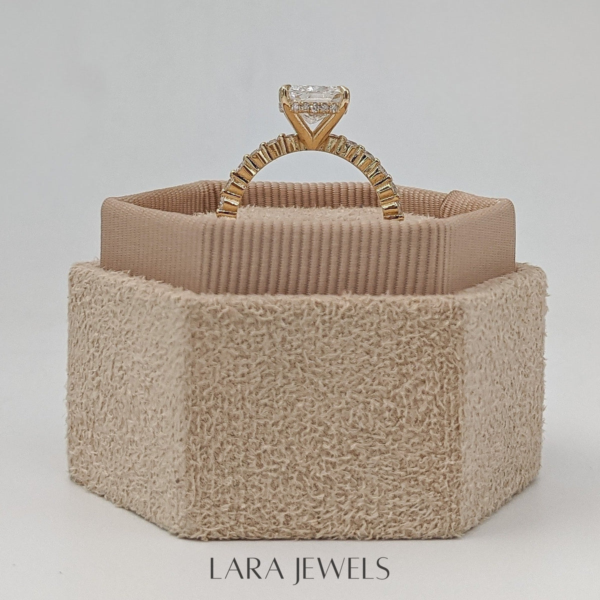 1.0-3.0 CT Cushion Lab Grown Diamond Pave Engagement Ring