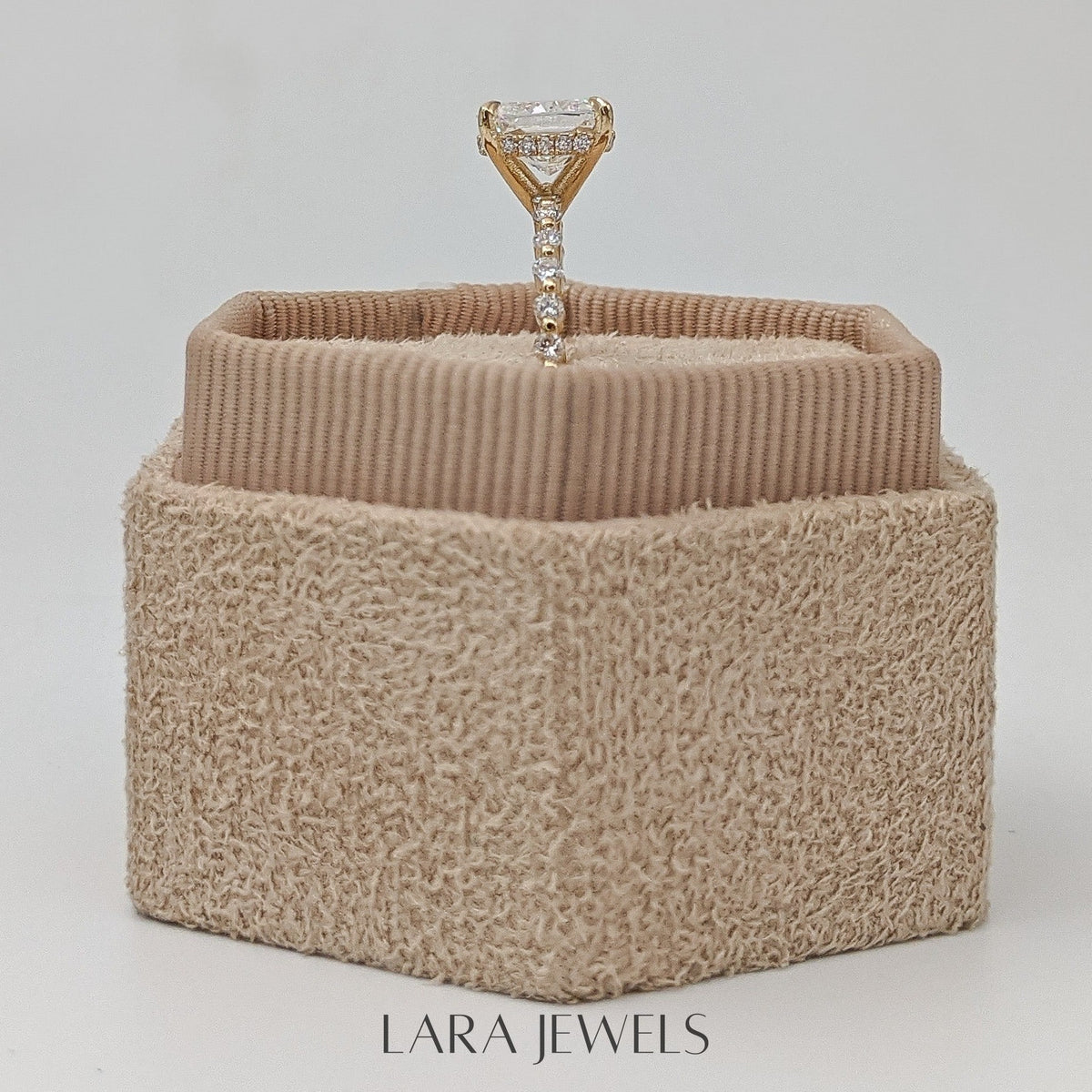 1.0-3.0 CT Cushion Lab Grown Diamond Pave Engagement Ring