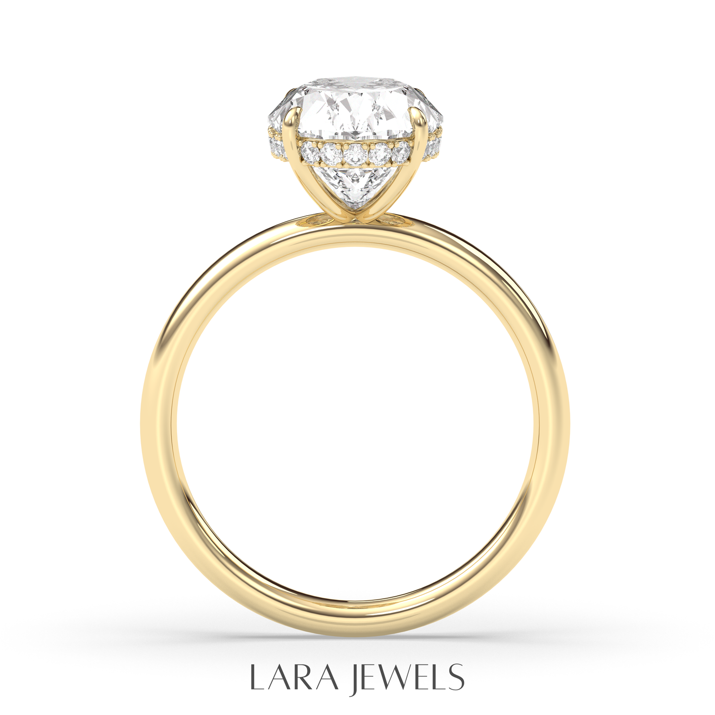 1.0-3.0 CT Oval Lab Grown Diamond Hidden Halo Engagement Ring