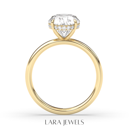 1.0-3.0 CT Oval Lab Grown Diamond Hidden Halo Engagement Ring