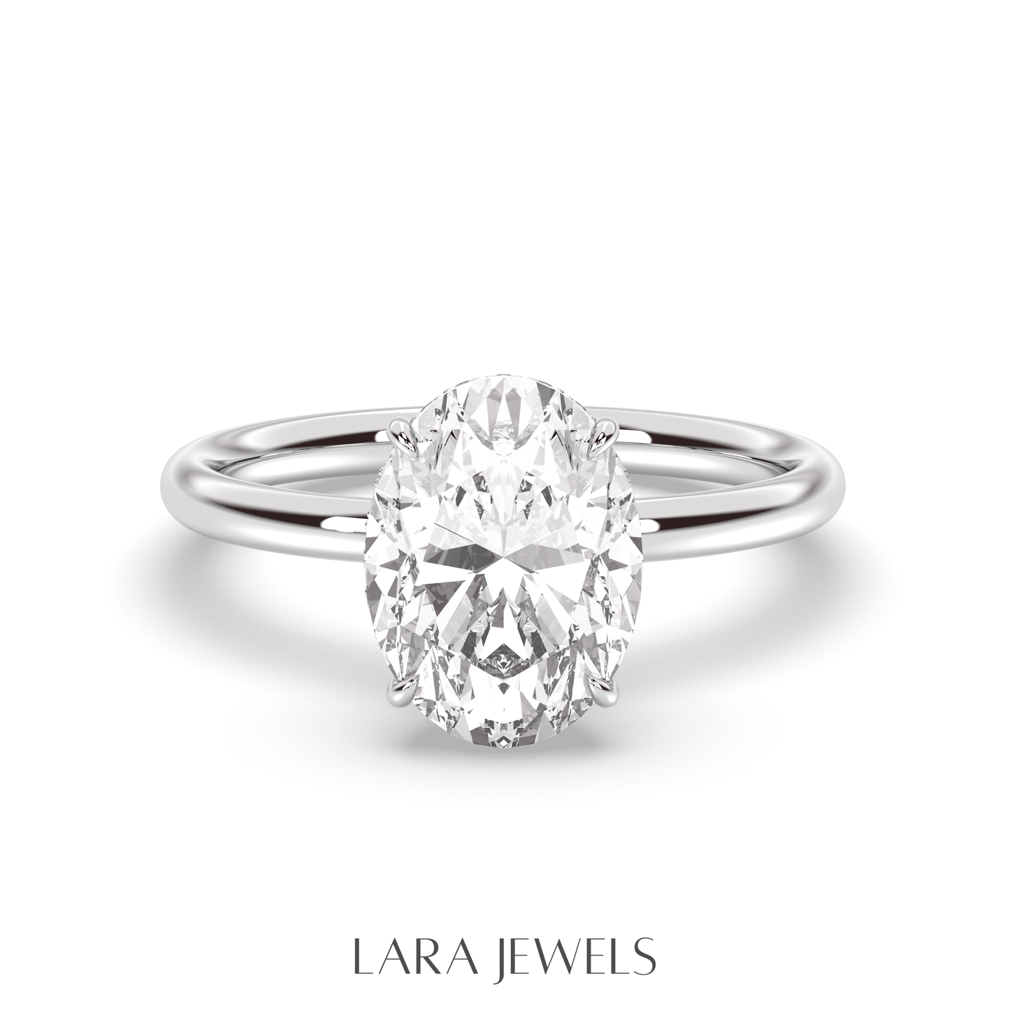 1.0-3.0 CT Oval Lab Grown Diamond Hidden Halo Engagement Ring