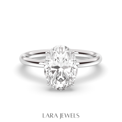 1.0-3.0 CT Oval Lab Grown Diamond Hidden Halo Engagement Ring