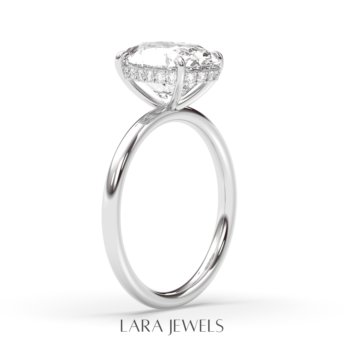 1.0-3.0 CT Oval Lab Grown Diamond Hidden Halo Engagement Ring
