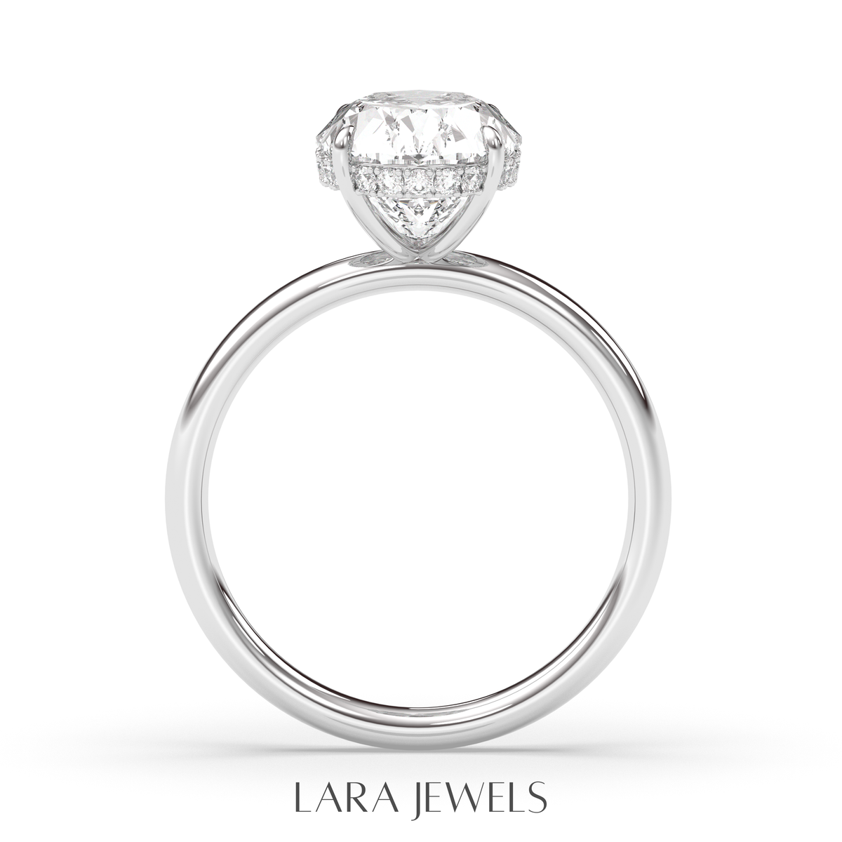 1.0-3.0 CT Oval Lab Grown Diamond Hidden Halo Engagement Ring
