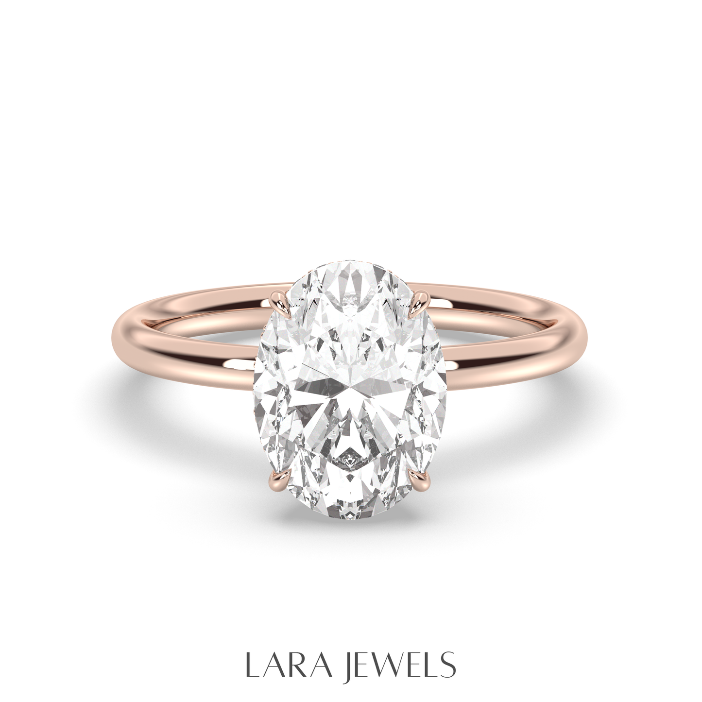 1.0-3.0 CT Oval Lab Grown Diamond Hidden Halo Engagement Ring