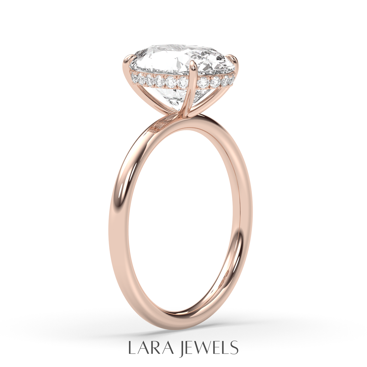 1.0-3.0 CT Oval Lab Grown Diamond Hidden Halo Engagement Ring