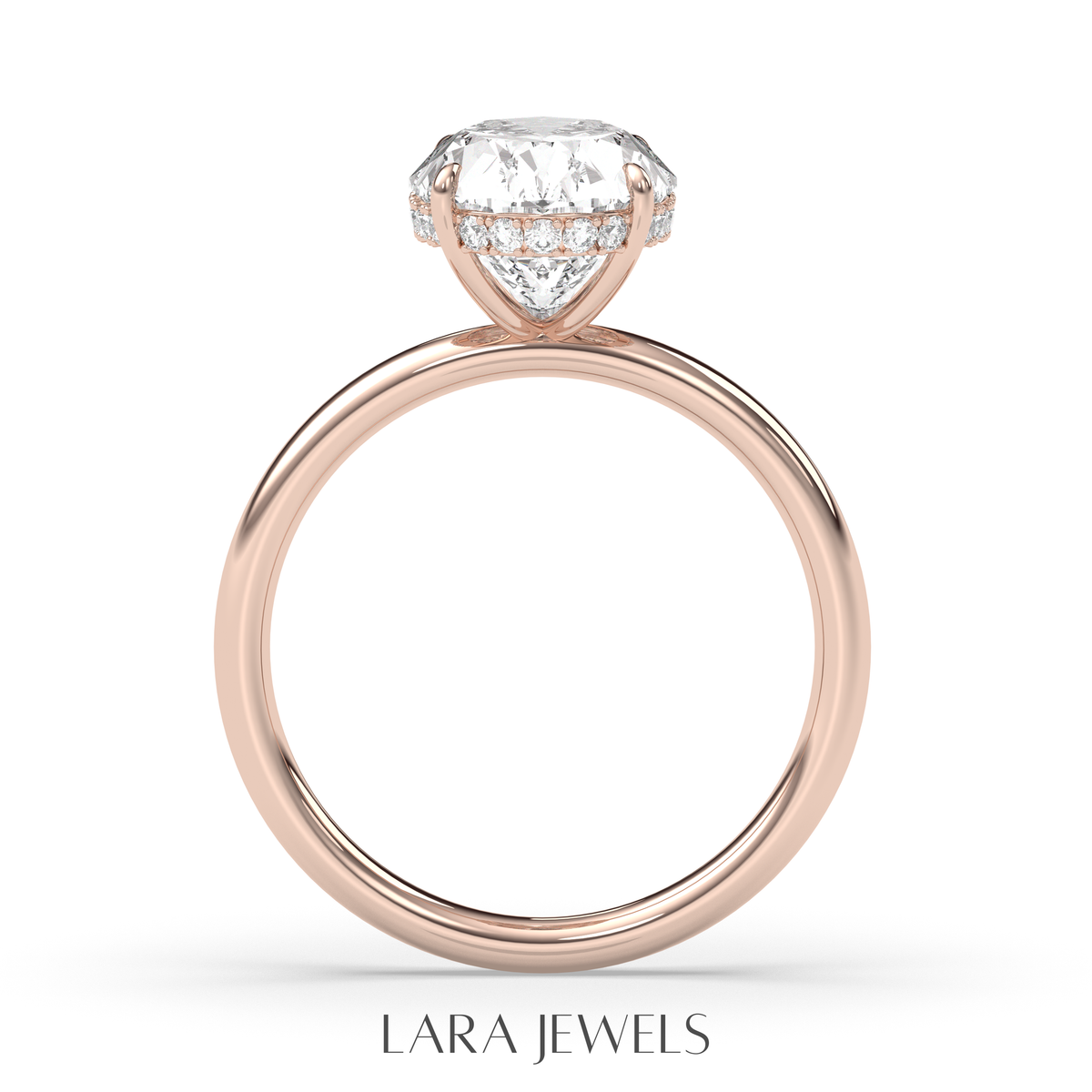 1.0-3.0 CT Oval Lab Grown Diamond Hidden Halo Engagement Ring