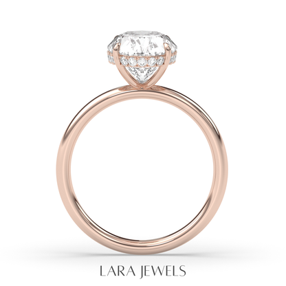 1.0-3.0 CT Oval Lab Grown Diamond Hidden Halo Engagement Ring